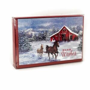 Christmas Cards Barn Landscape Horses